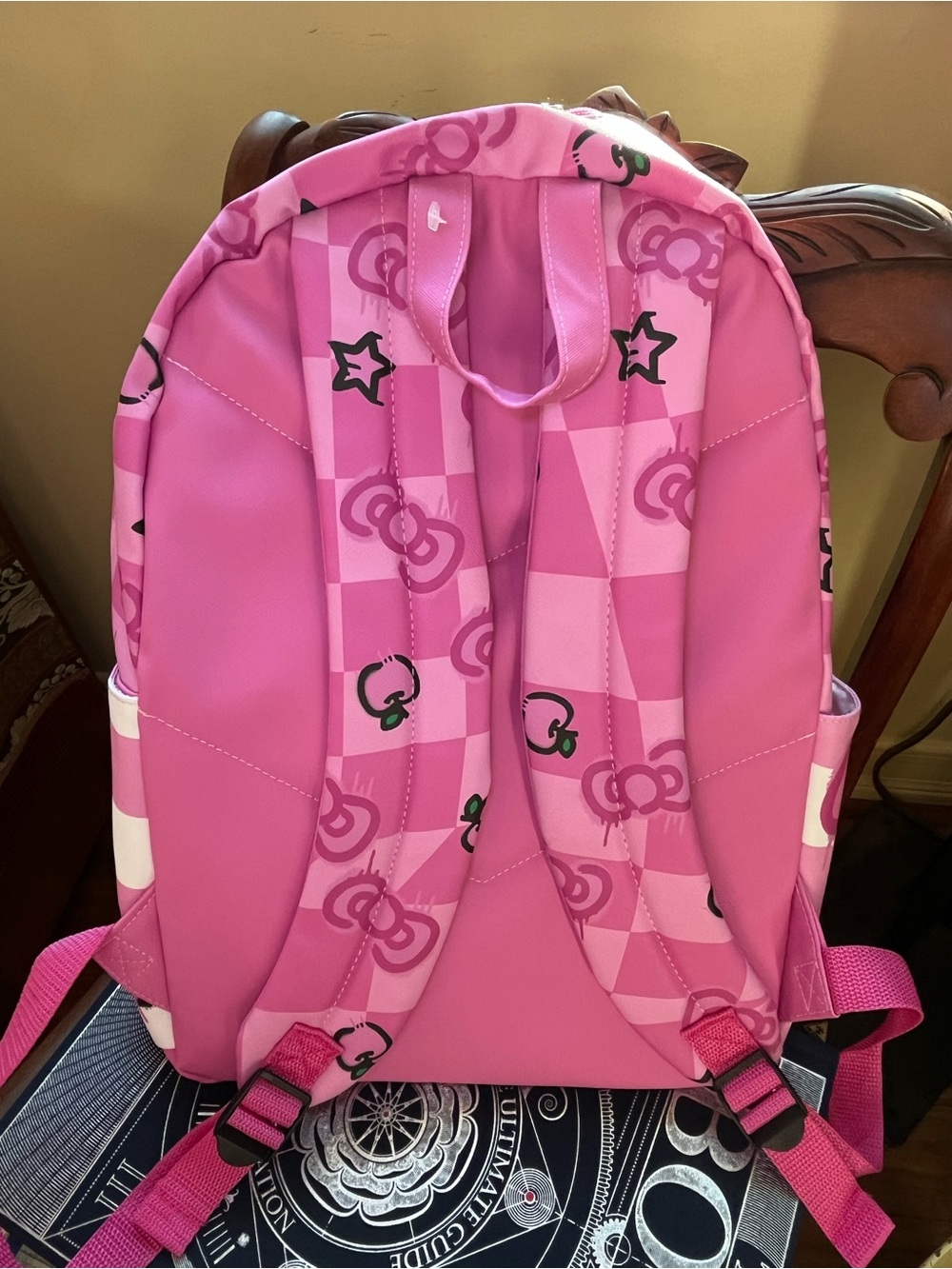 Hello Kitty Pink and Black Graphic Backpack with Luggage Tag - Picture 7 of 9